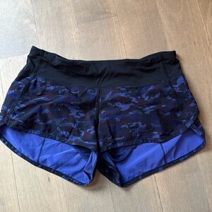 Lululemon OG speed up purple camo shorts